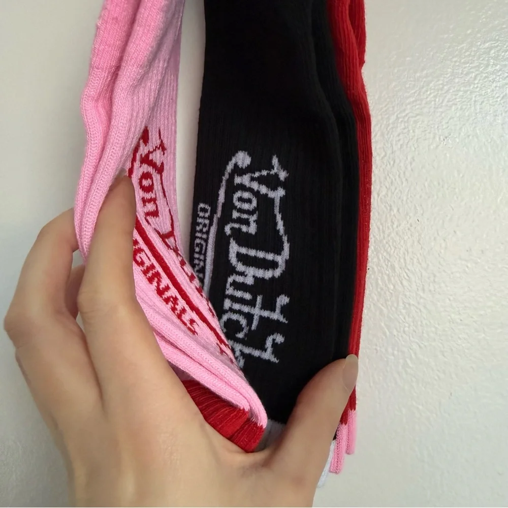 NWT men’s Von Dutch Red and Pink Socks one size unisex